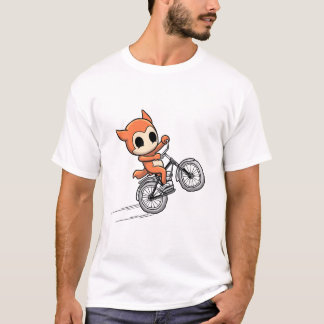 Adorable Fox Rider – Cute Cartoon Bike Stunt Desig T-Shirt