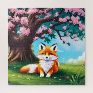 Adorable Fox Sitting Under Tree-68563 Jigsaw Puzzle