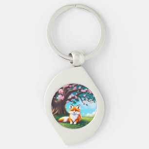 Adorable Fox Sitting Under Tree-68563 Key Ring