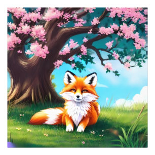 Adorable Fox Sitting Under Tree-68563 Photo Print