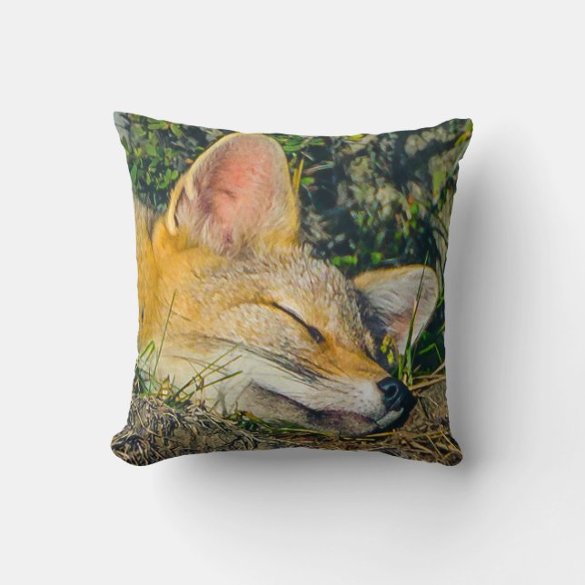 Adorable fox sleeping closeup photography cushion (Front)