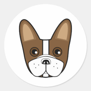Adorable French Bulldog Face Classic Round Sticker