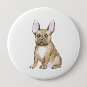Adorable french bulldog puppy 10 cm round badge
