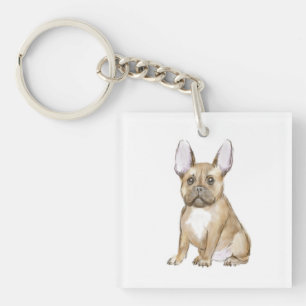 Adorable french bulldog puppy key ring