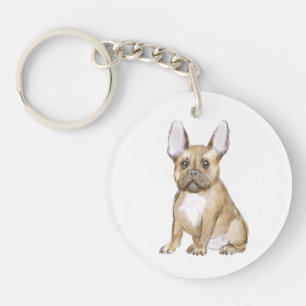 Adorable french bulldog puppy key ring