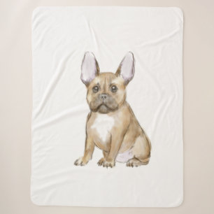 Adorable french bulldog puppy sherpa blanket