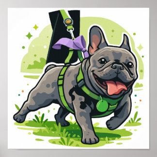 Adorable French Bulldog Walking in Park  Poster