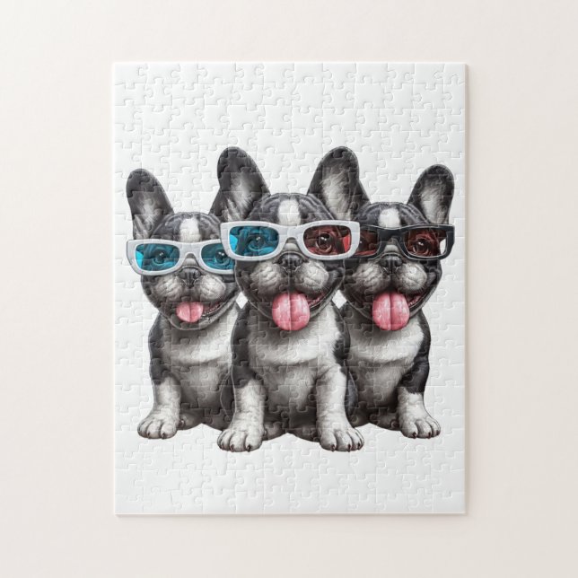 Adorable French Bulldogs With Sunglasses Jigsaw Puzzle (Vertical)