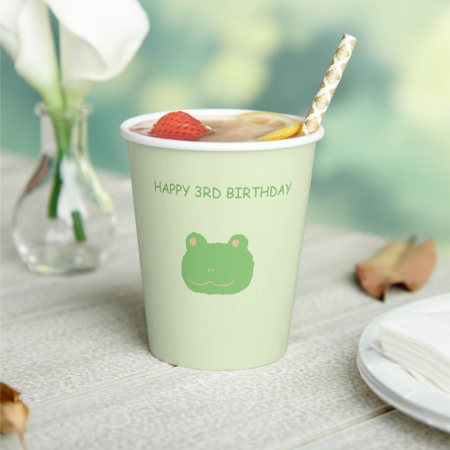 Adorable Frog and Balloon Birthday Paper Cups (Insitu)