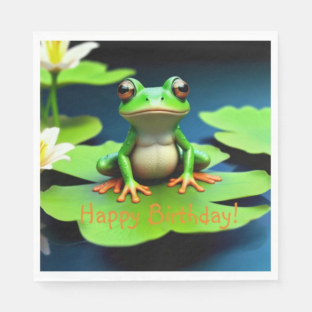 Adorable Frog Birthday Napkin (Front)