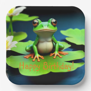 Adorable Frog Birthday Paper Plate