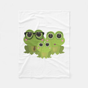 Adorable Frog Family – Dad, Mom & Baby Frog Fleece Blanket
