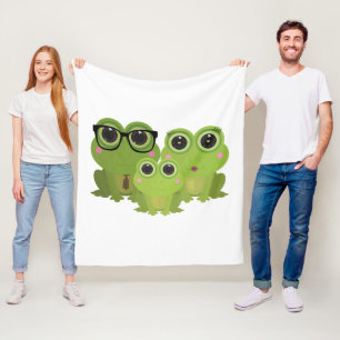 Adorable Frog Family – Dad, Mom & Baby Frog Fleece Blanket