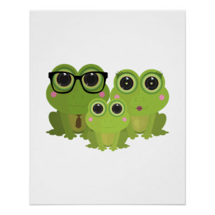Adorable Frog Family – Dad, Mom & Baby Frog Poster