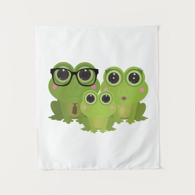 Adorable Frog Family Tapestry (Front)