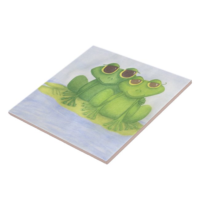 Adorable Frog Lovers Ceramic Tile (Side)