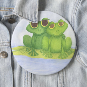 Adorable Frog Lovers Illustration 6 Cm Round Badge