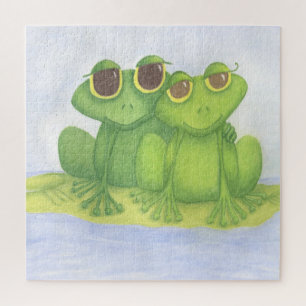 Adorable Frog Lovers Illustration Jigsaw Puzzle