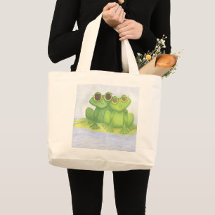 Adorable Frog Lovers Large Tote Bag
