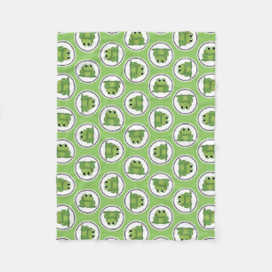 Adorable Frog Pattern Apple Green Fleece Blanket