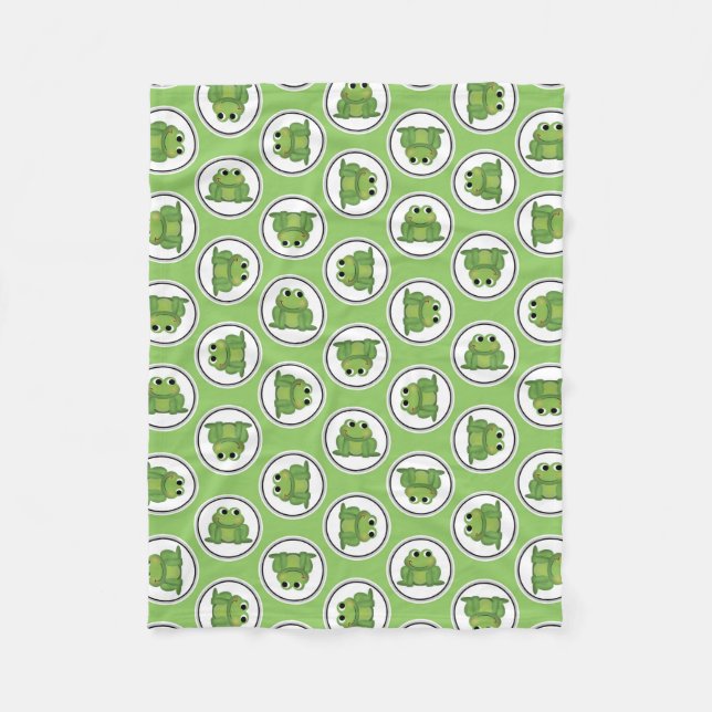 Adorable Frog Pattern Apple Green Fleece Blanket (Front)