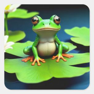 Adorable Frog Square Sticker