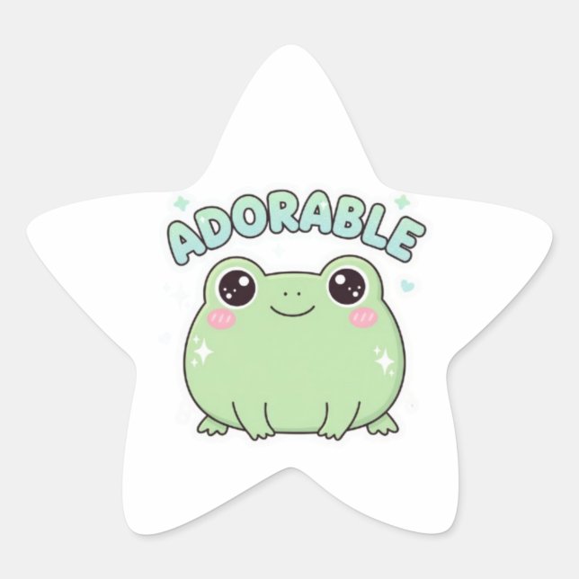 Adorable Frog Sticker Cute Sparkle Frog Kawaii Aes (Front)