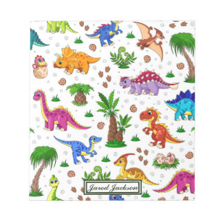 Adorable Fun Colourful Seamless Pattern Dinosaur  Notepad