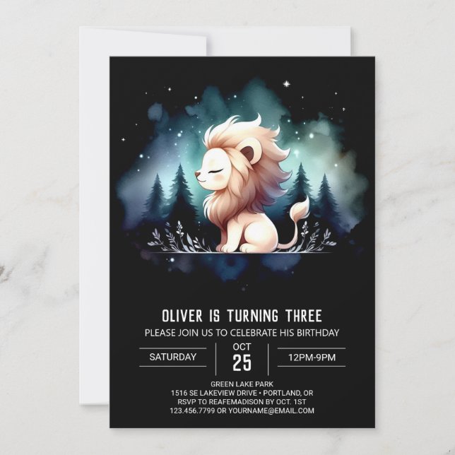 Adorable Fun Lion Birthday Invitation (Front)