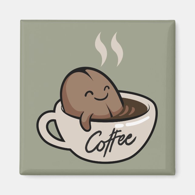 Adorable funny coffee l Funny cartoon bathing Cute Magnet (Front)