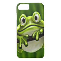 Adorable Funny Cute Smiling Green Frog In Tree