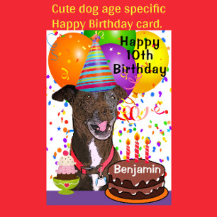 Adorable Funny  Dog Age Specific Happy Birthday Card