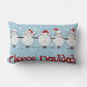 Adorable FUNNY Fleece Navidad Christmas Sheep Lumbar Cushion