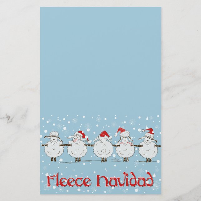 Adorable FUNNY Fleece Navidad Christmas Sheep Stationery (Front)