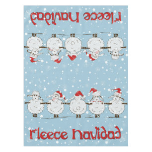 Adorable FUNNY Fleece Navidad Christmas Sheep Tablecloth
