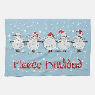 Adorable FUNNY Fleece Navidad Christmas Sheep Tea Towel