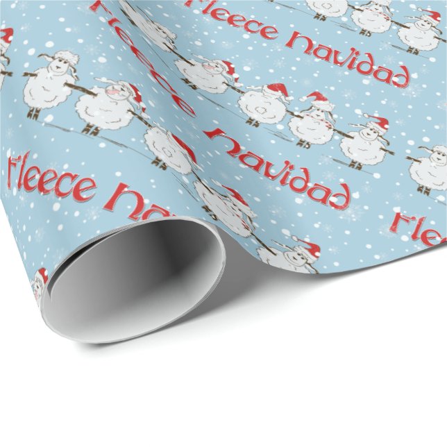 Adorable FUNNY Fleece Navidad Christmas Sheep Wrapping Paper (Roll Corner)