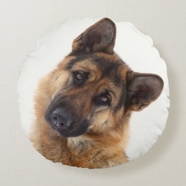 Adorable funny german shepherd portrait round cushion (Front)