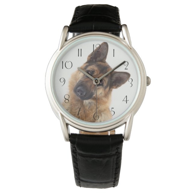 Adorable funny german shepherd portrait watch (Front)