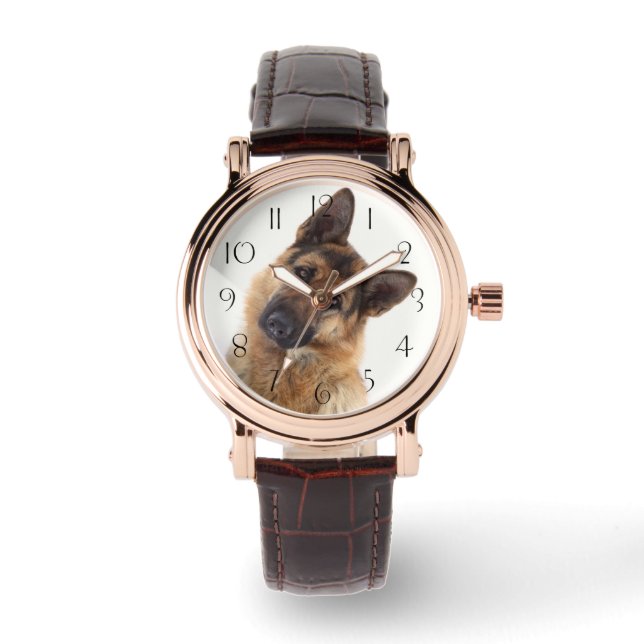 Adorable funny german shepherd portrait watch (Front)