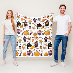 Adorable Funny Kawaii Halloween Pattern Fleece Blanket