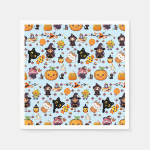 Adorable Funny Kawaii Halloween Pattern  Napkin