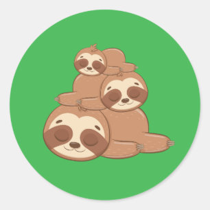 Adorable Funny Sloth Animal Wild One Nap Classic Round Sticker