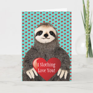 Adorable Funny Sloth Valentine's Day Heart Pun Card