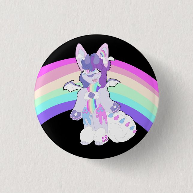 Adorable Furry Character Rainbow 3 Cm Round Badge (Front)