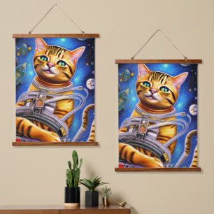 Adorable Futuristic Astronaut Cat Hanging Tapestry