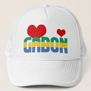 Adorable Gabon Flag Hearts Patriotic Trucker Hat