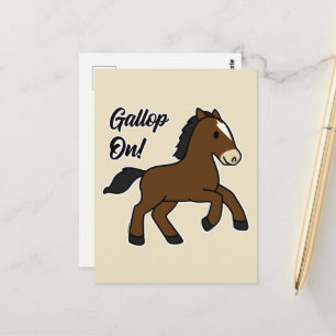 Adorable Gallop On! Happy Foal Kawaii Horse Design Postcard