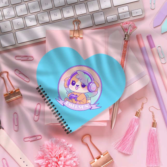 Adorable GamerGirl Kawaii Dog &Headphone Baby Blue Notebook (Creator Uploaded)