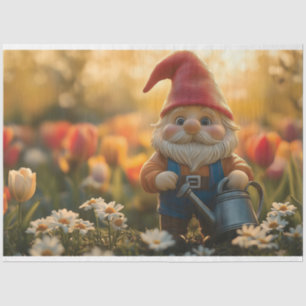Adorable Garden Gnome with Watering Can Tissue Paper